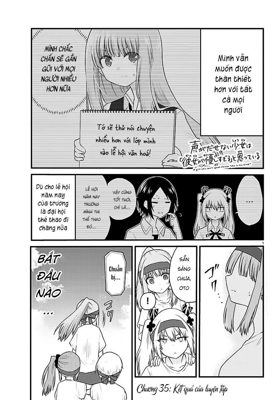 Koe Ga Dasenai Shoujo Wa “Kanojo Ga Yasashisugiru” To Omotte Iru Chapter 35 - Trang 2