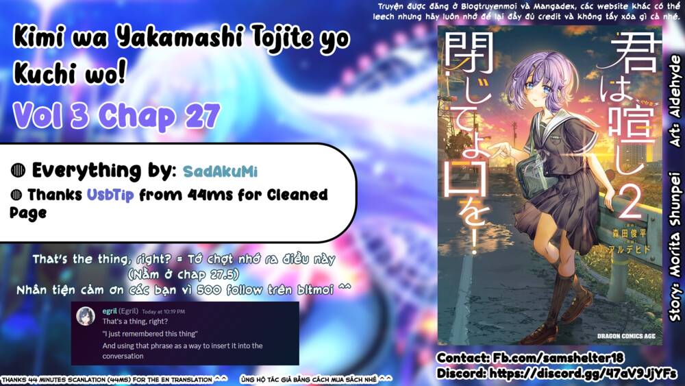 Kimi Wa Yakamashi Tojite Yo Kuchi Wo! Chapter 27 - Trang 2