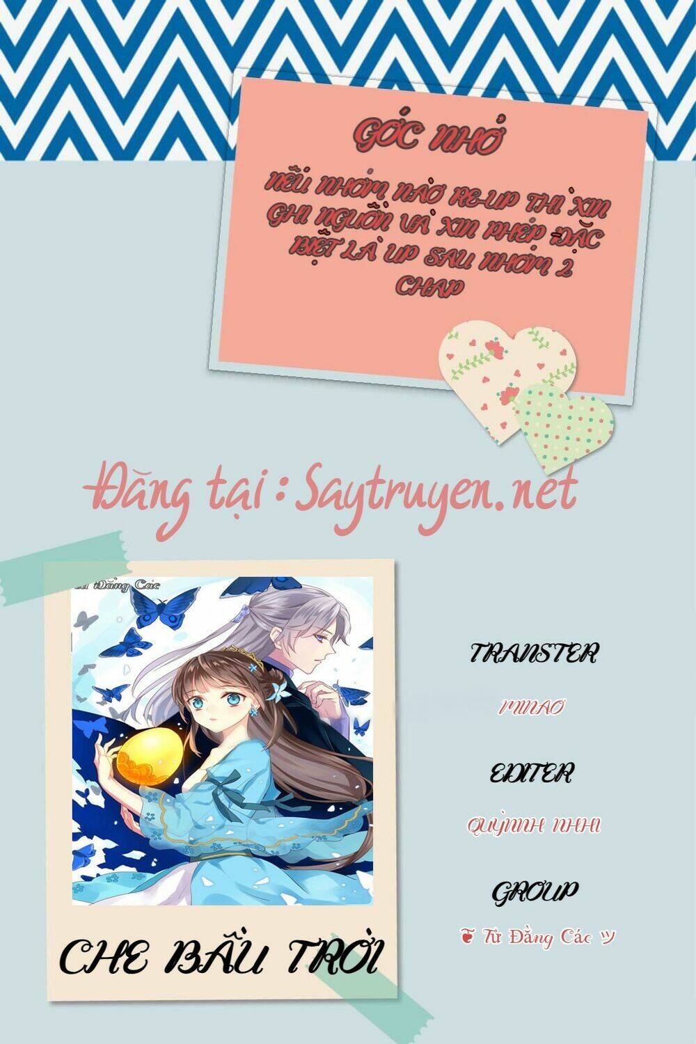 Che Bầu Trời Chapter 0 - Trang 2