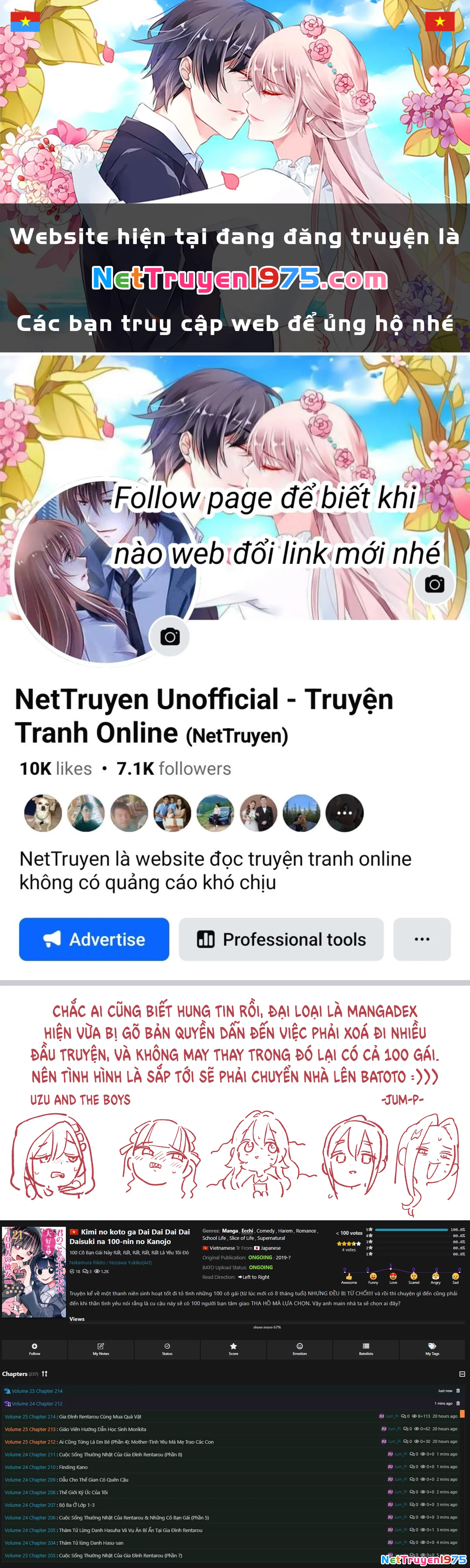 Kimi No Koto Ga Dai Dai Dai Dai Daisuki Na 100-Nin No Kanojo Chapter 214.5 - Trang 2