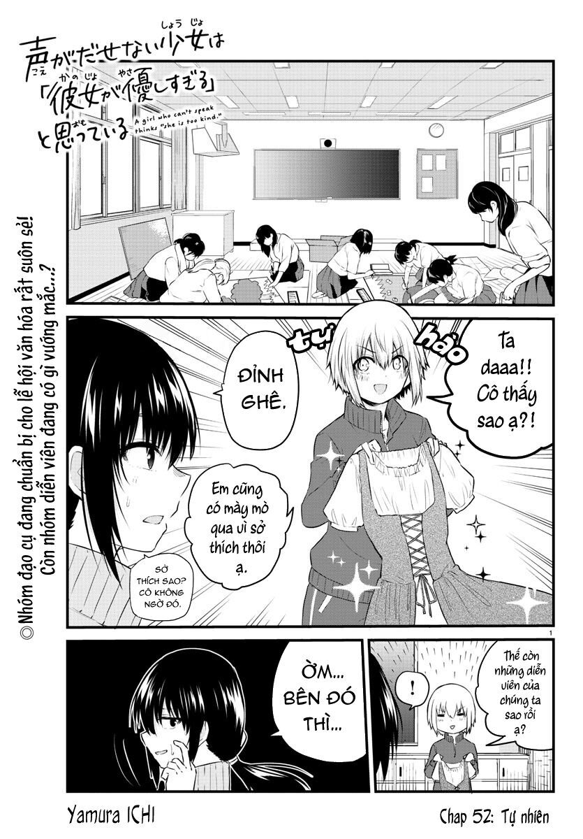 Koe Ga Dasenai Shoujo Wa “Kanojo Ga Yasashisugiru” To Omotte Iru Chapter 52 - Trang 2