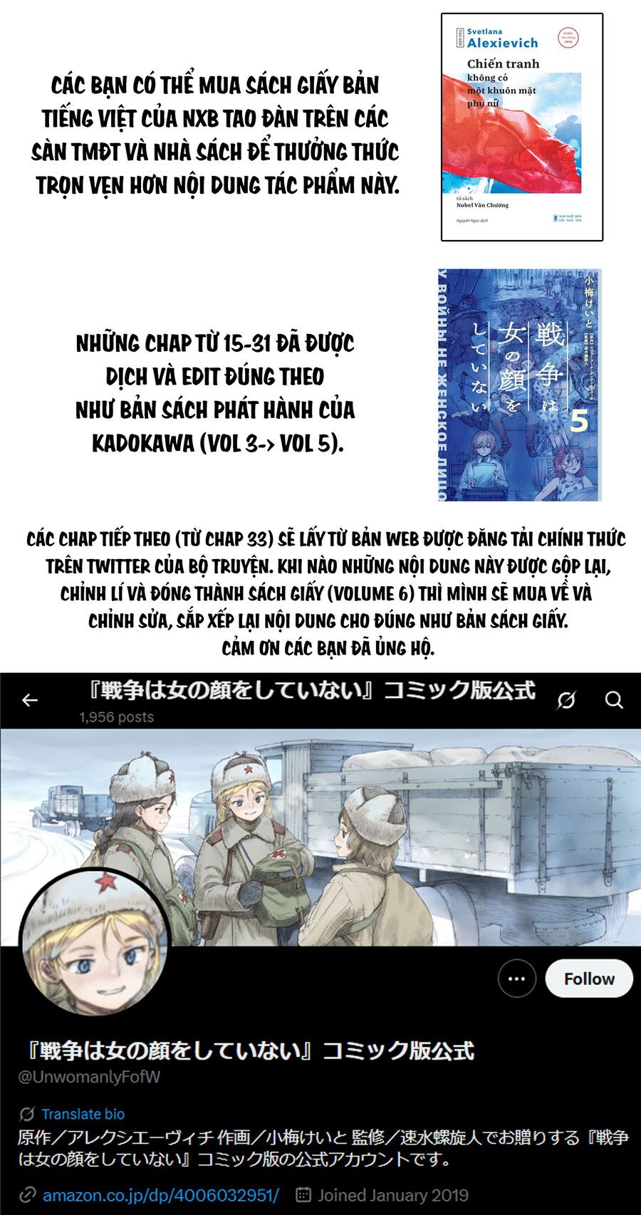 Chiến Tranh Không Có Một Khuôn Mặt Phụ Nữ Chapter 34.2 - Trang 2